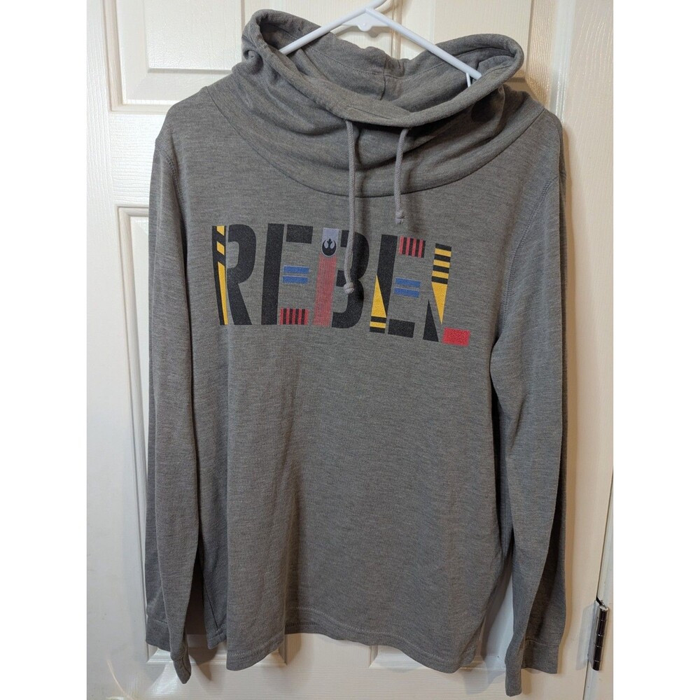 Women's Star Wars Rebel Logo Cowl Neck Gray Hoodie Pullover Size XL